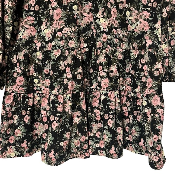 Maurices Black Floral Babydoll Mini Dress Women's Size XL - Picture 3 of 8